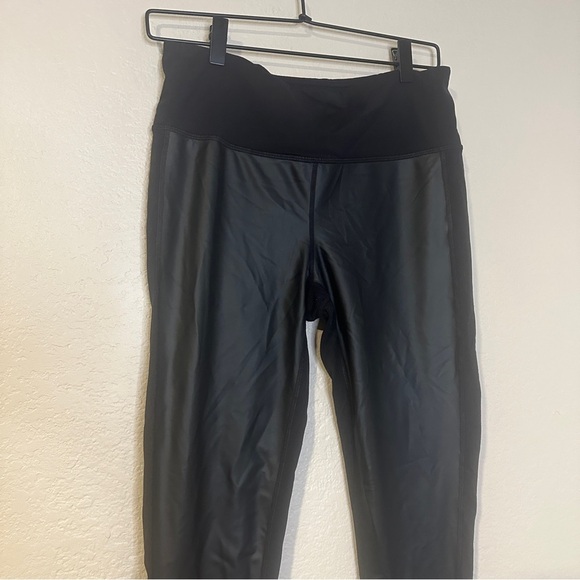 Athleta Gleam Tight 2.0 Leggings Moto Faux Leather Black Style 348733-00 Lounge - Picture 2 of 9